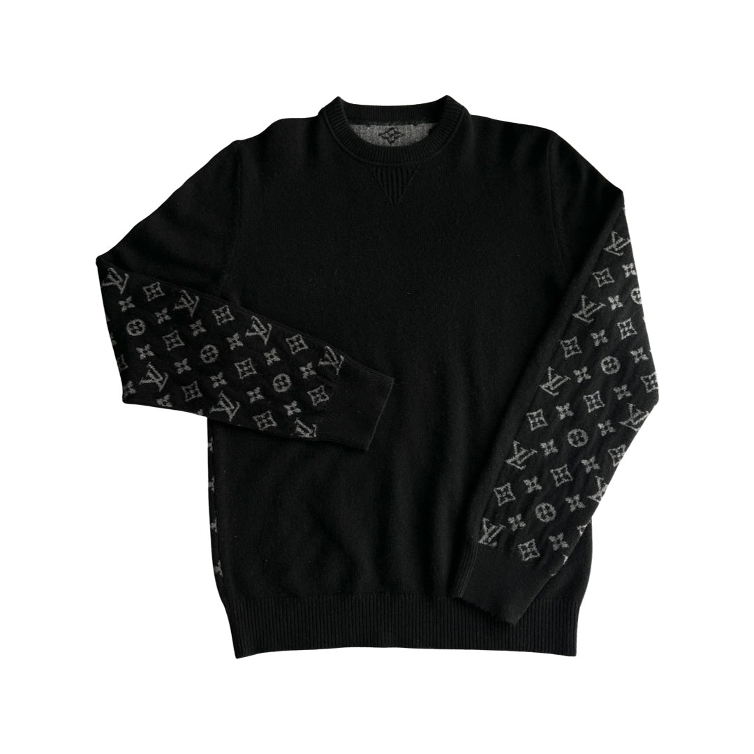 Louis Vuitton Men's Half And Half Monogram Crewneck Sweater Cashmere Blend  Black 13788230
