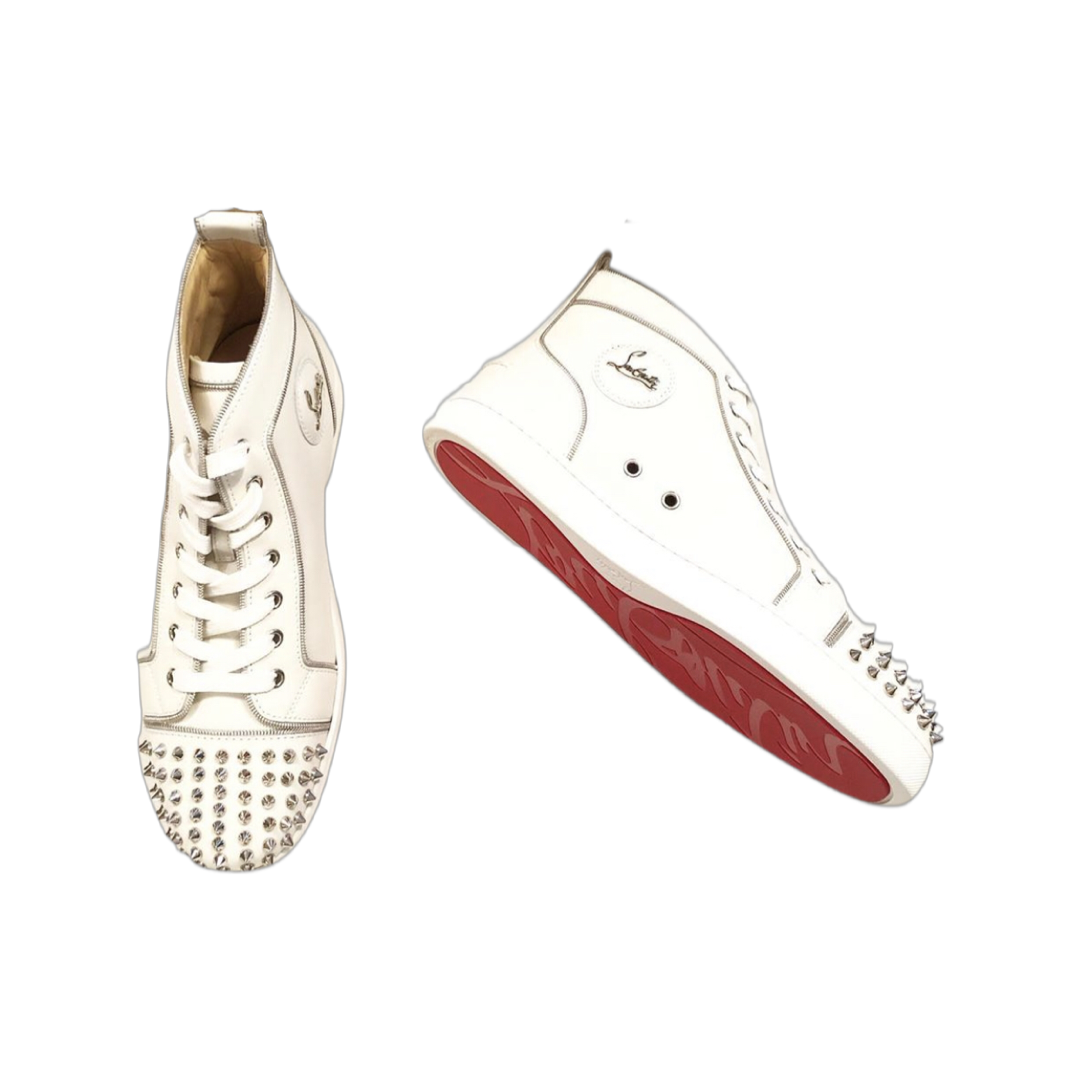 CHRISTIAN LOUBOUTIN LOU ZIPPER SPIKES FLAT CALF SNEAKERS